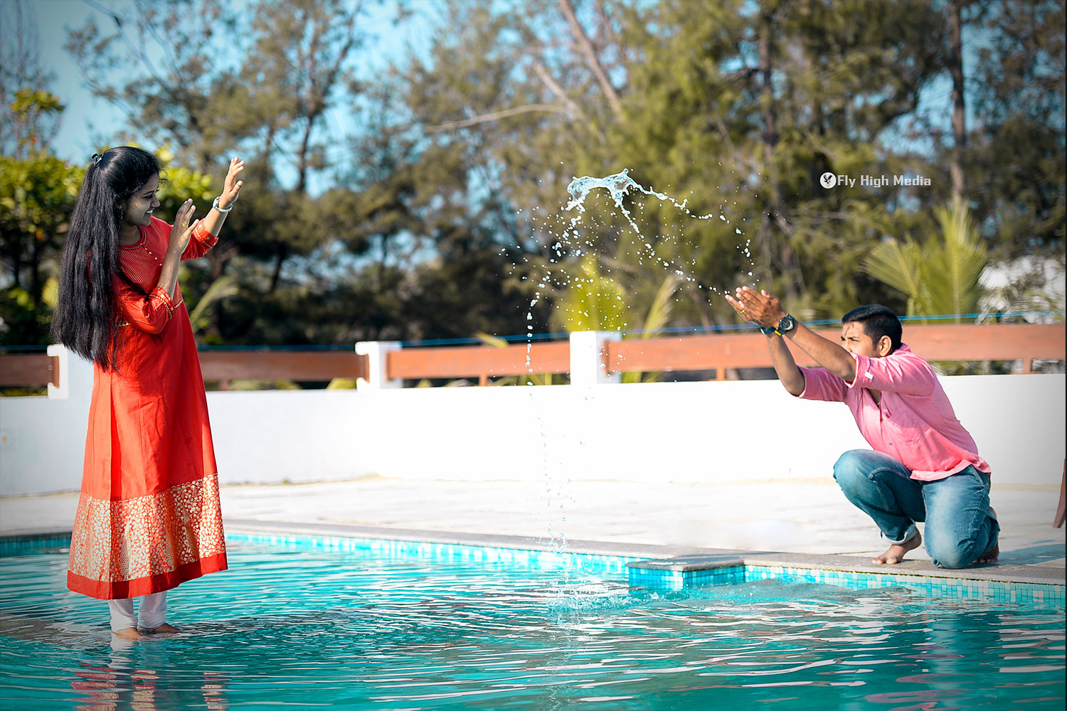 Romantic couple alone in infinity swimming pool Stock Photo | Adobe Stock